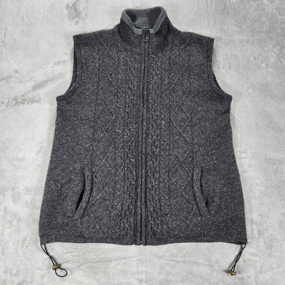 Carraig Donn Sweater Vest Mens‎ XL Gray Wool Full Zip Fleece Lined Mock Neck